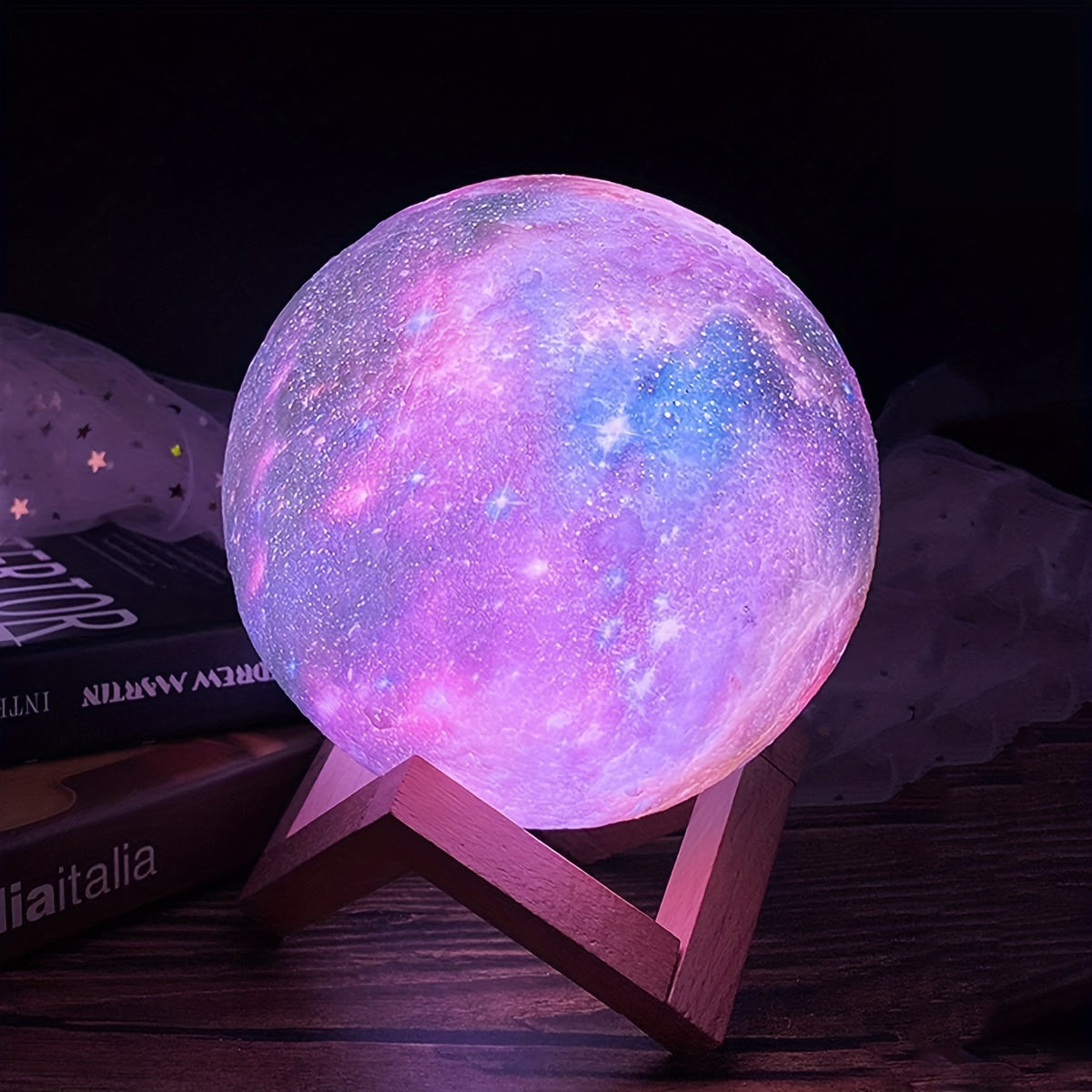 3D Printing Galaxy Lamp Moonlight USB LED Night Lunar Light Touch Color Changing Moon Lamp