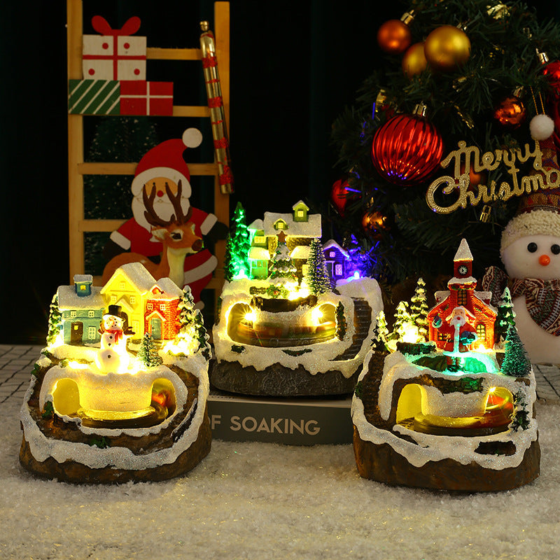 Christmas With Concert Rotating Train Resin Decorations Decorations