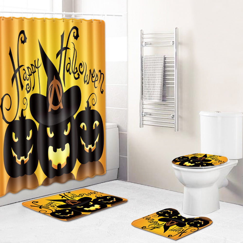 Ensemble de salle de bain et toilettes Halloween, tapis de salon et de chambre à coucher en quatre pièces