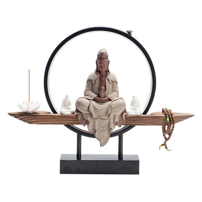 Lámpara de cerámica Zen Avalokitesvara Buddha, adornos de anillo, decoración del hogar, artes y manualidades