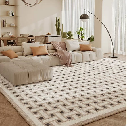 Tapis de salon en damier, coussin de sol pour chambre à coucher, canapé, Table basse, couverture résistante à la saleté