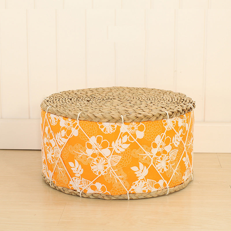 Straw woven home stool