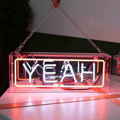 Retro neon decorative lamp glass tube iron box lamp