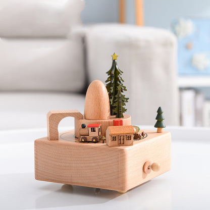 Music Boxes Innovative Rotating Musical Box Wooden Music Box Table Decoration