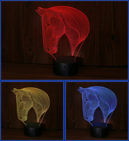 luces nocturnas LED con cabeza de caballo