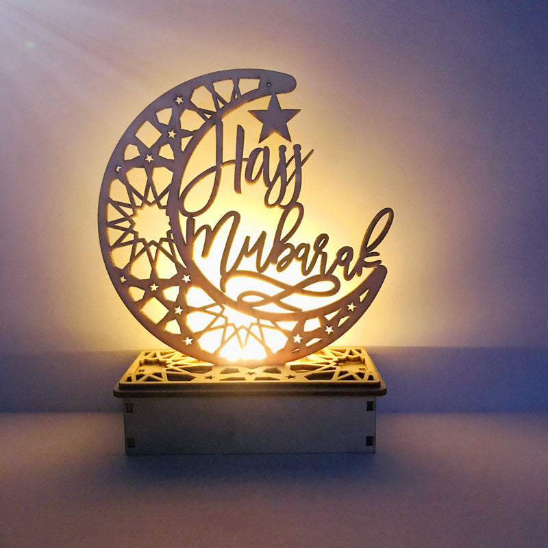 Decoración LED Eid Mubarak del palacio islámico musulmán de madera DIY