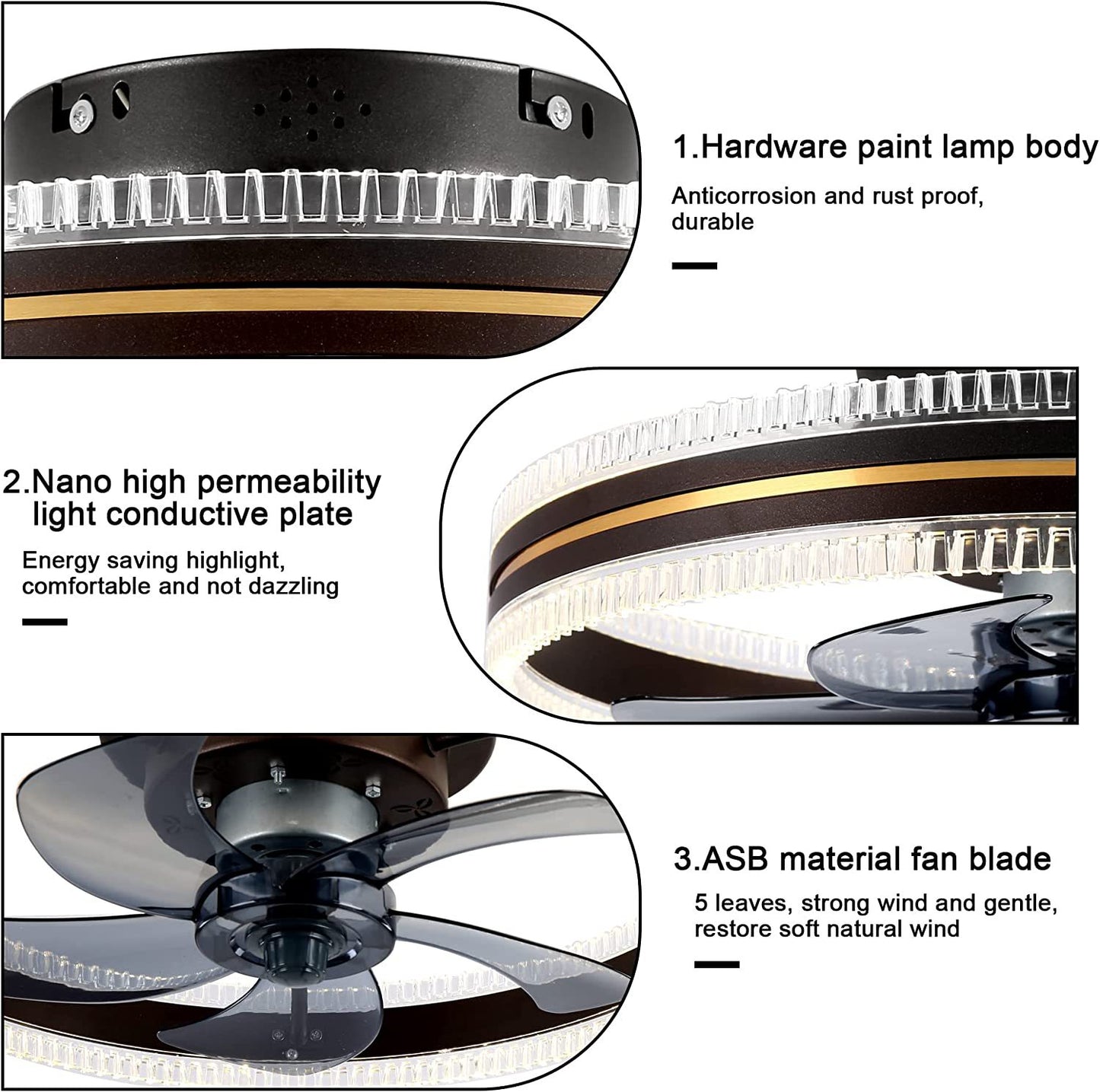 Ventilateur de plafond intégré à la maison, lumière de ventilateur de plafond invisible