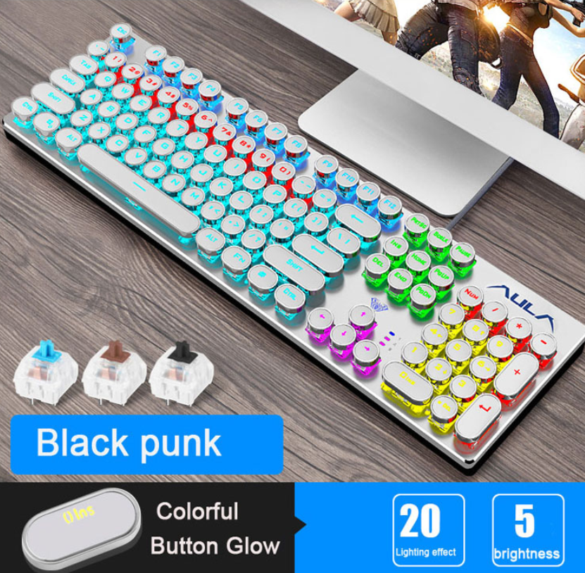 Teclado mecánico real del juego Steampunk