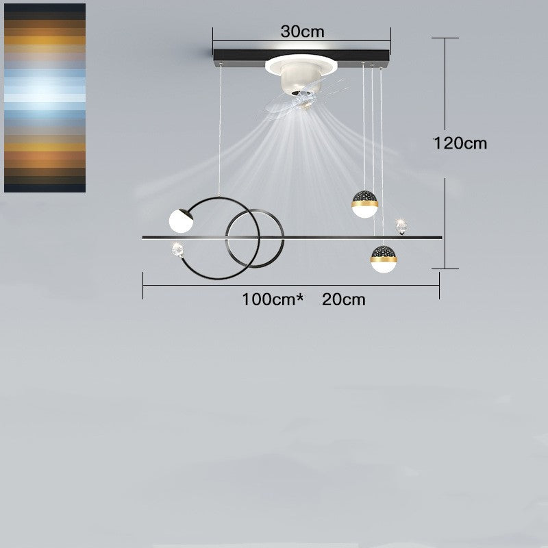 Lumière aérienne de ventilateur de projection de salon de chambre à coucher simple moderne