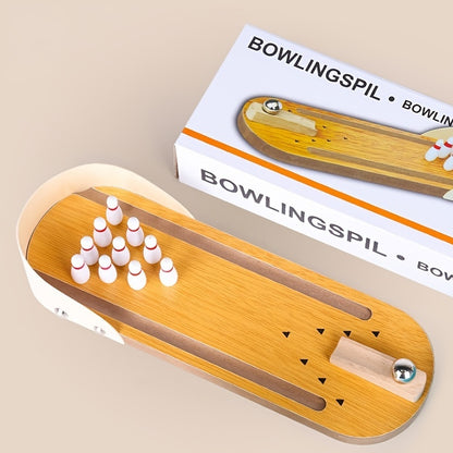 Mini jeu de bowling de table - Planche en bois - Mini arcade de bureau - Petit bowling - Allée de tir - Bureau - Gadgets anti-stress - Jouets pour petits doigts - Cadeaux gag pour hommes, femmes, enfants, adolescents, garçons