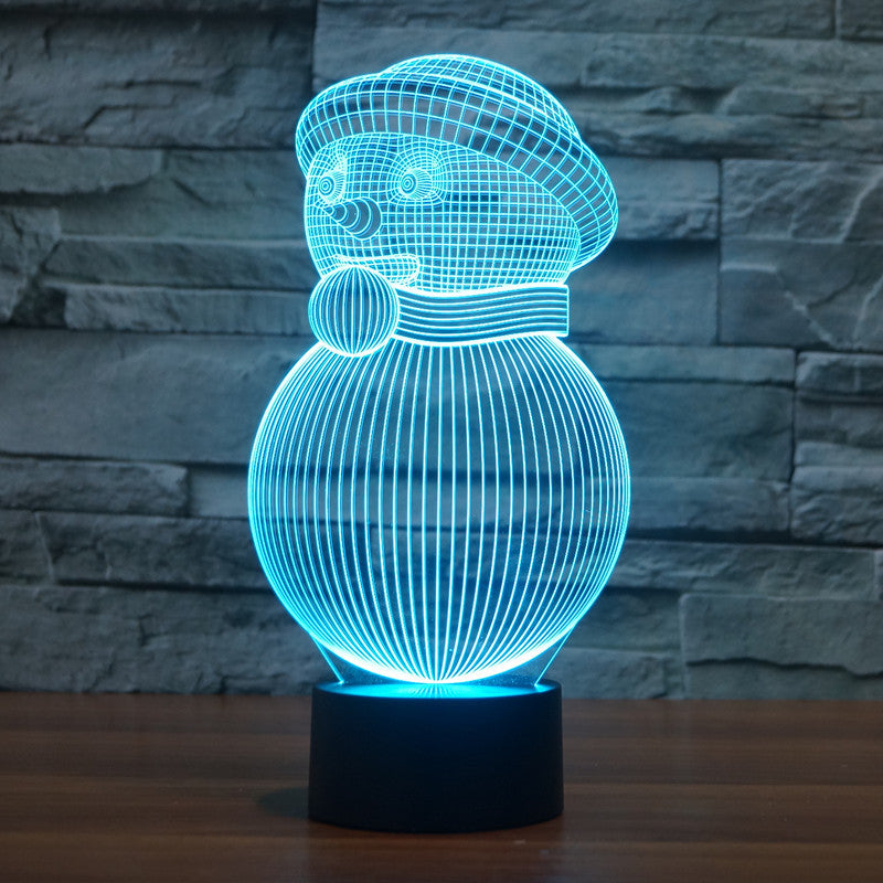 Lumières 3D colorées de bonhomme de neige de Noël