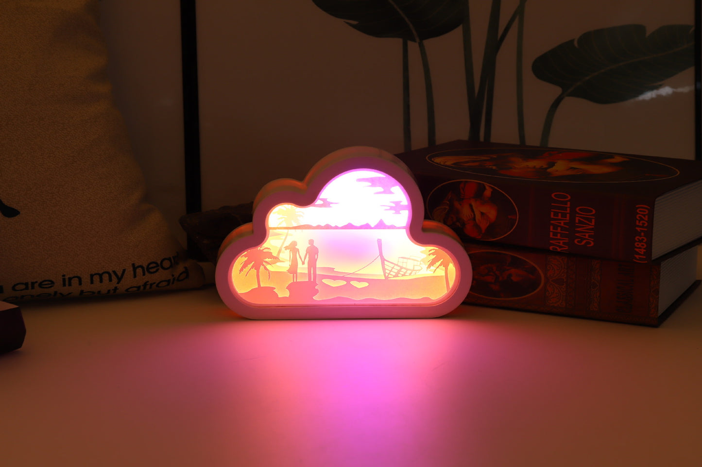 Lampe à découper en papier nuage, veilleuse USB de chevet licorne