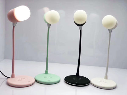 Lampe de table à chargement sans fil, haut-parleur Bluetooth