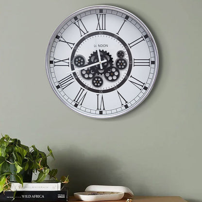 Horloge à engrenages en fer américain, Art européen rétro décoratif suspendu pour salon