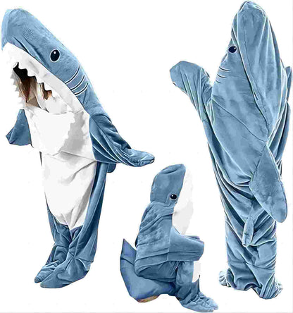 Ambitelligence Shark Blanket Sudadera con Capucha Mono para Adultos y niños, Acogedor Saco de Dormir de tiburón con Disfraz de Franela