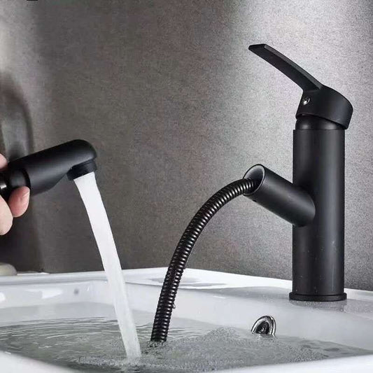 Grifo para lavabo con agua fría y caliente.