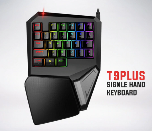 T9PLUS Teclado para juegos con una sola mano Mini teclado mecánico de 29 botones 