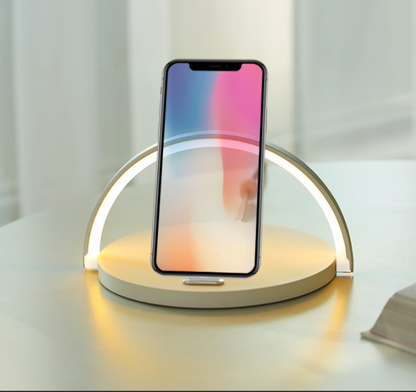 10w Wireless Charger Block Holder For Smart Phone Foldable Fast Charging Table Phone Stand Support With Led Table Lamp Portable