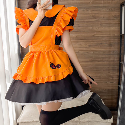 Tenue de femme de chambre brodée en polyester pour Halloween