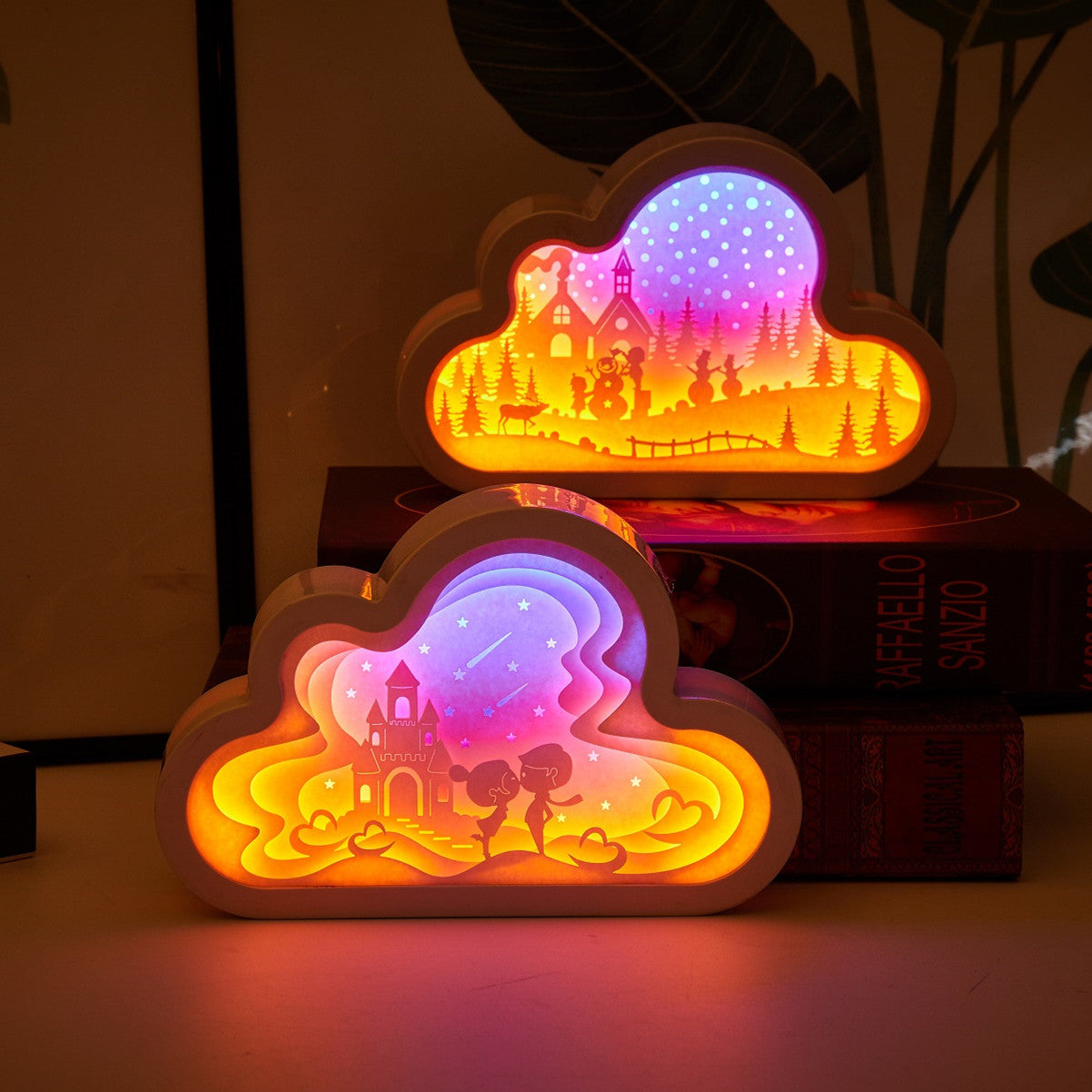 Lampe à découper en papier nuage, veilleuse USB de chevet licorne