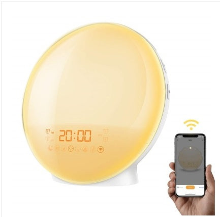 Lampe de table intelligente avec lumière de réveil naturelle simulée au lever et au coucher du soleil