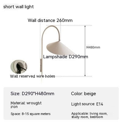 Lámpara de pared de cabecera de dormitorio minimalista nórdico, lámpara de estudio de pasillo giratoria inalámbrica con personalidad creativa de diseñador danés