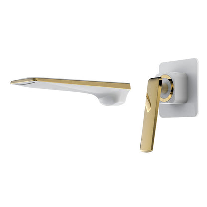 All copper concealed basin faucet embedded in the wall