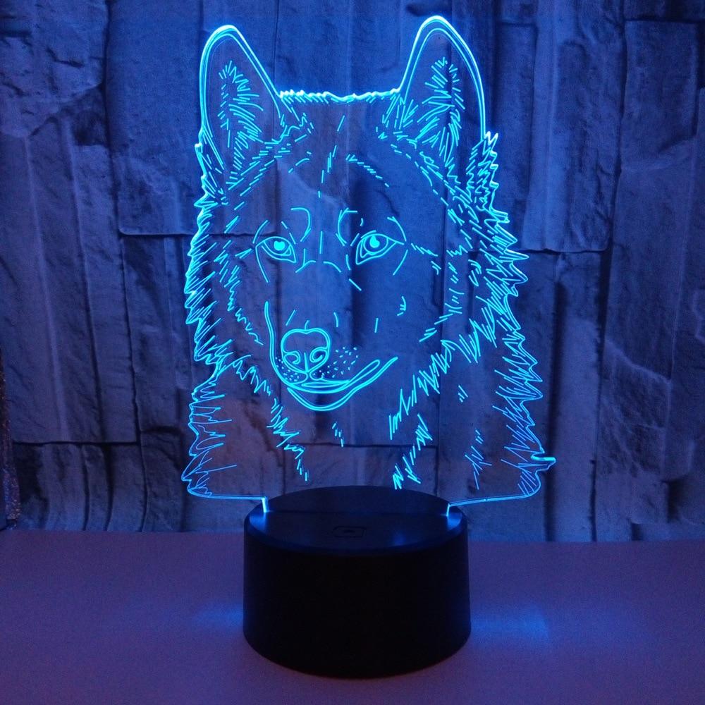 Lampe 3D Loup Veilleuse