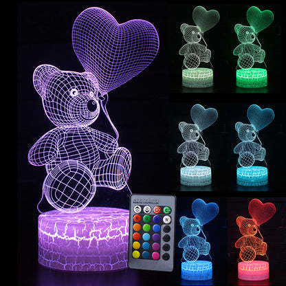 Luz nocturna creativa con lindo oso 3D.