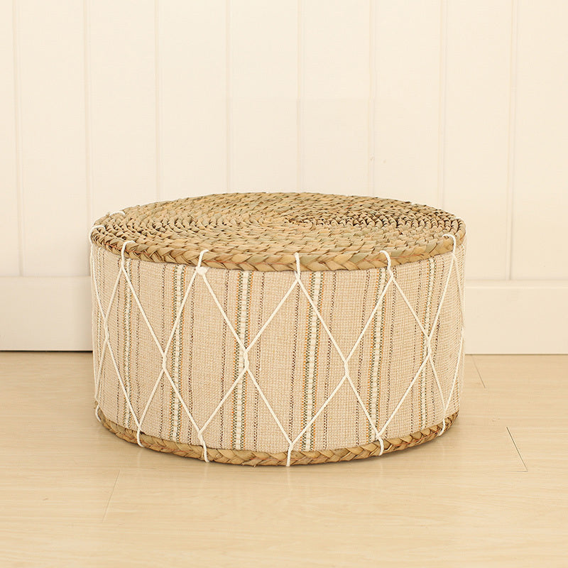 Straw woven home stool