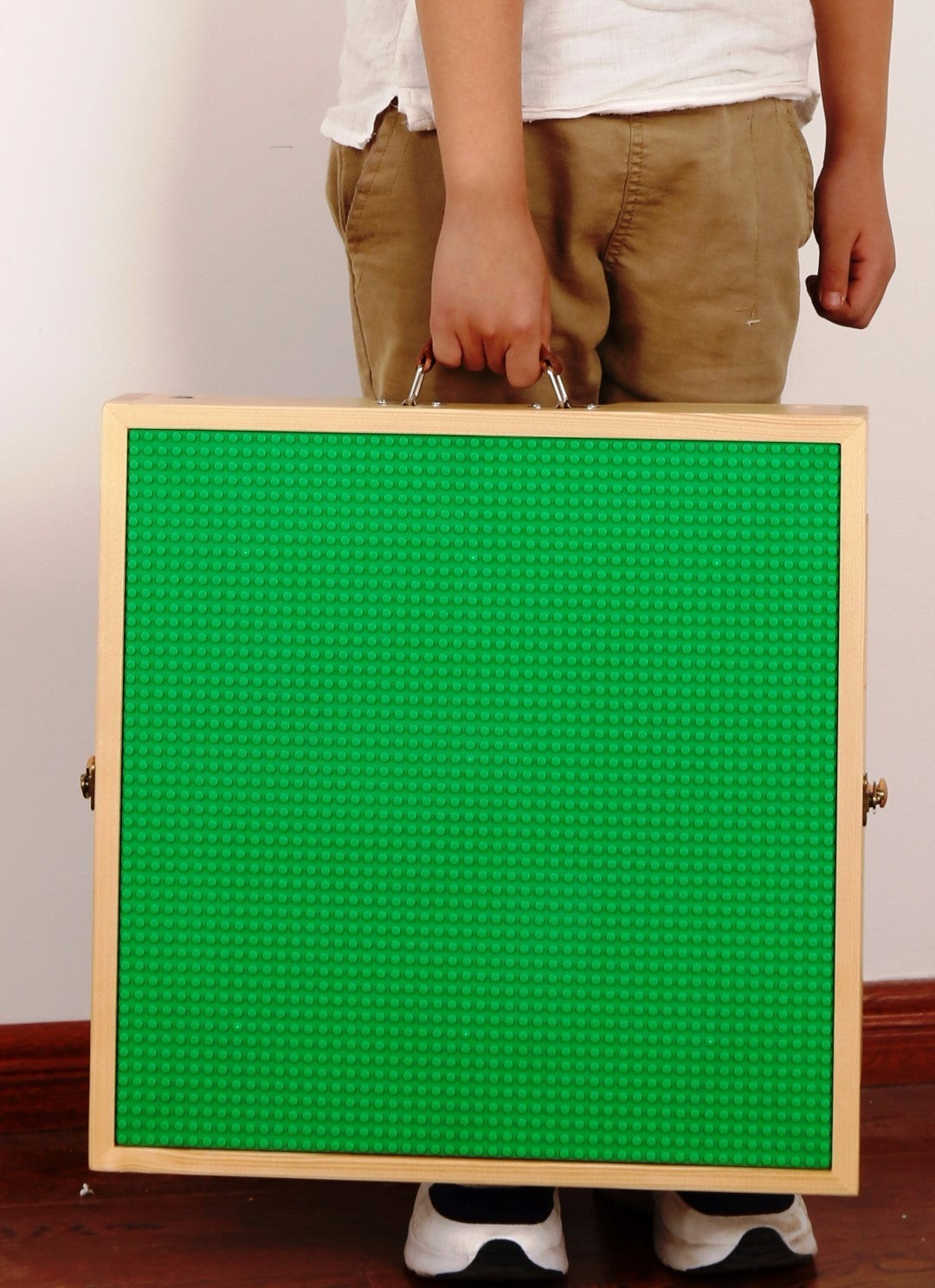 Table de jeu de rangement compatible avec les blocs, tableau pliant en bois sur mesure pour enfants