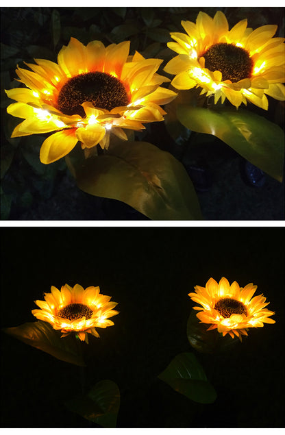 Lampes solaires à LED en forme de tournesol, lumières décoratives