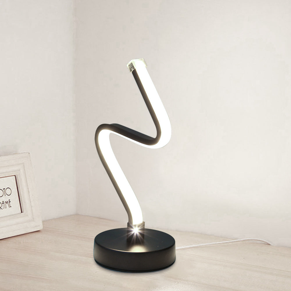 Modern LED Table Lamp Iron Bedside Light Desk Spiral