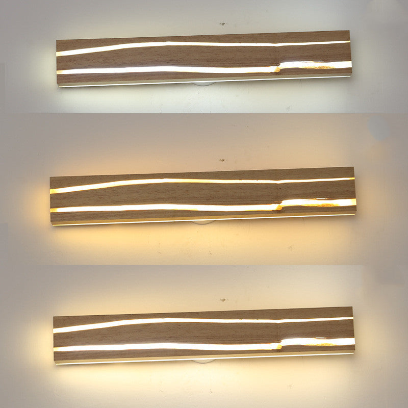 Solid wood bedroom LED wall light