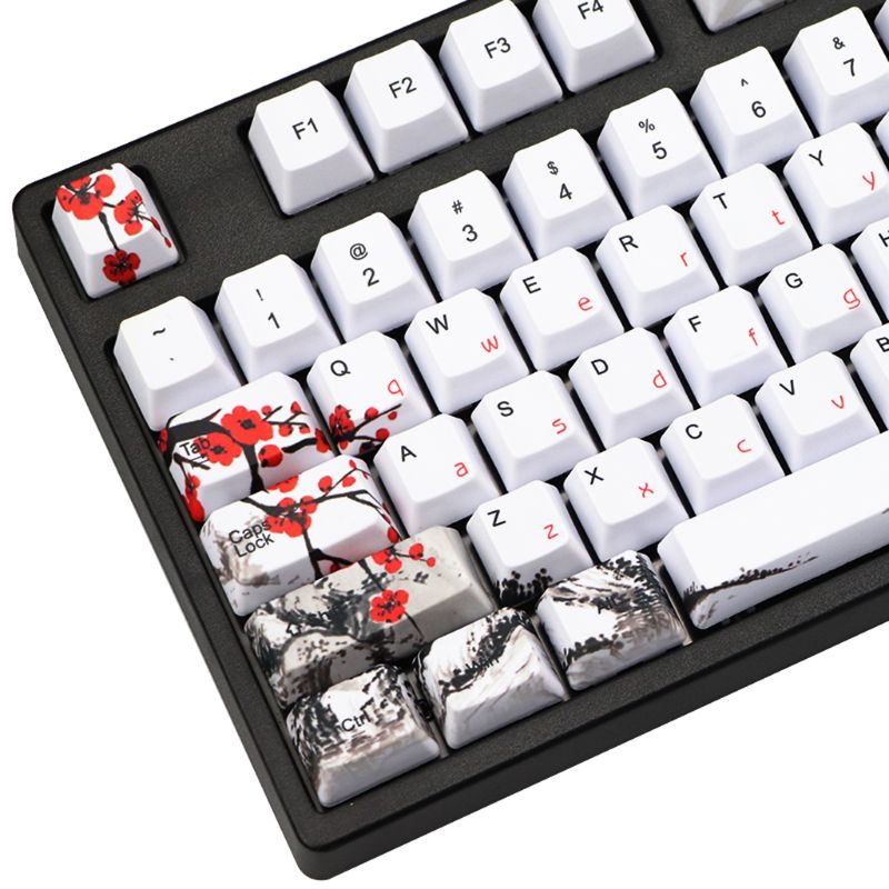 PBT Wangjiang Plum Keycap 109 Tecla OEM Altura Coreano Japonés 