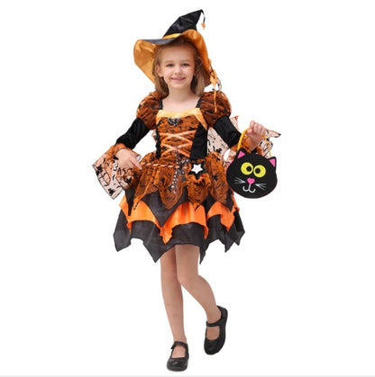 Déguisement d'Halloween pour enfants, robe de princesse sorcière Cosplay