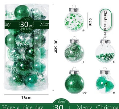 30 Pack Christmas Transparent Plastic Ball Tree Decorations