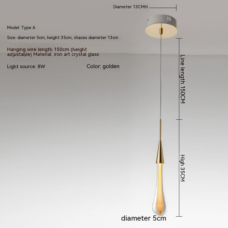 Lámpara de techo en forma de gota Luz posmoderna Cristal de lujo