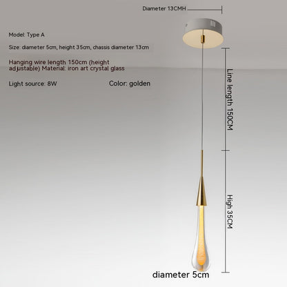 Plafonnier en forme de goutte lumière Post-moderne cristal de luxe