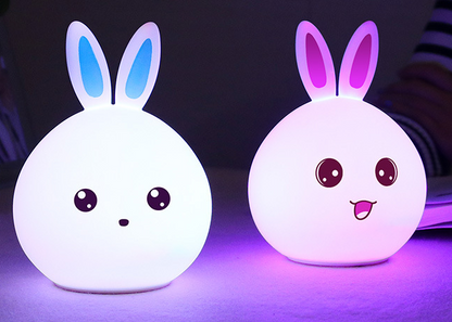 Mignon veilleuse Animal lapin lampes de nuit capteur tactile Silicone LED lumières colorées