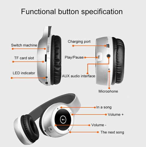 T8 casque stéréo Bluetooth casque HIFI sport carte MP3 casque de téléphone sans fil 4.0 casque