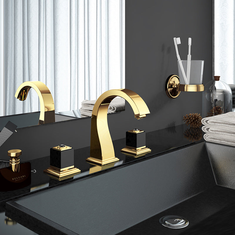 Two-piece basin faucet Golden three-hole basin bathroom cabinet