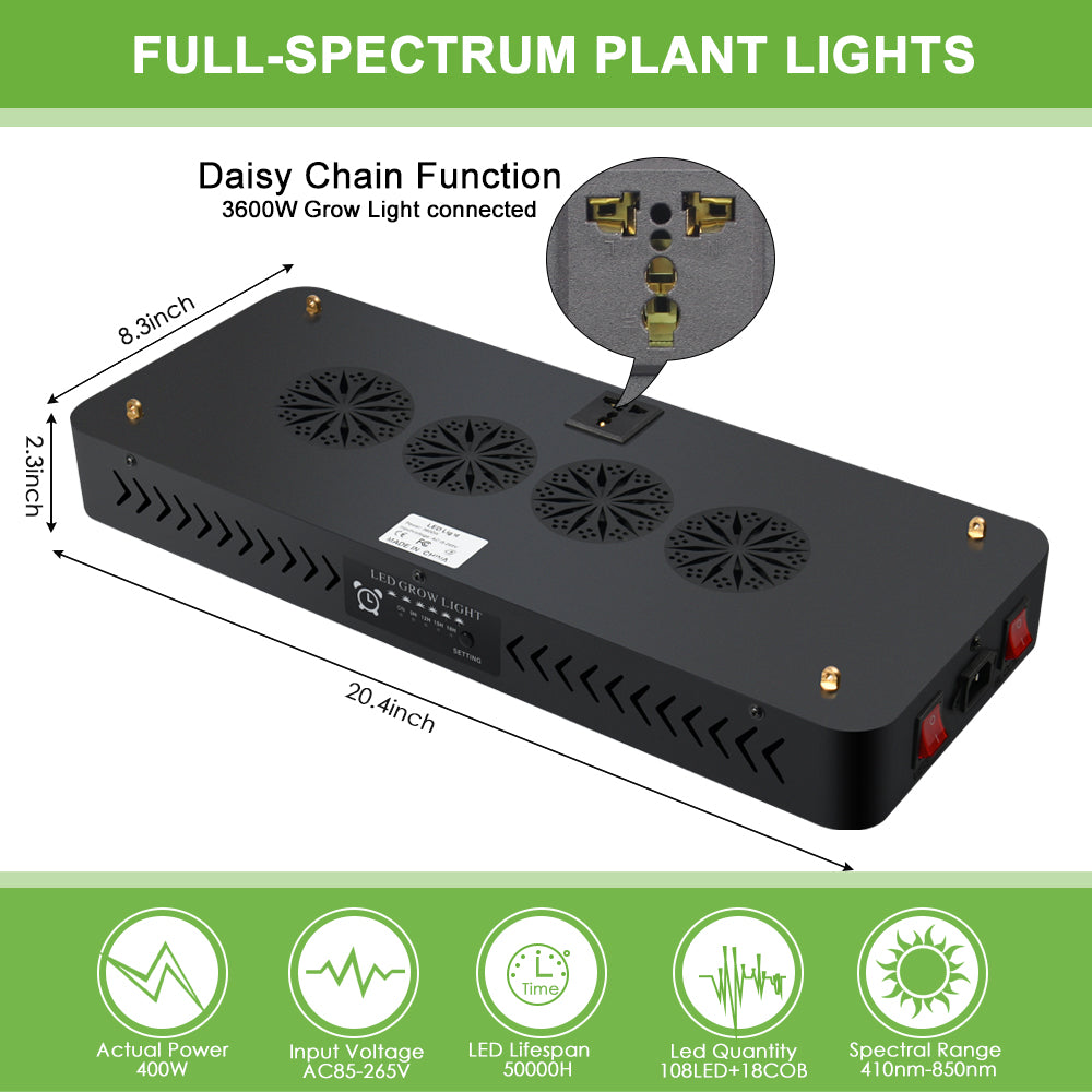 Dual Control Timing 3600W LED Grow Light