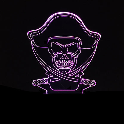 3D LED Color Night Light Changing Lamp Halloween Skull  Light Acrylic 3D Hologram Illusion Desk Lamp For Kids Gift Dropship