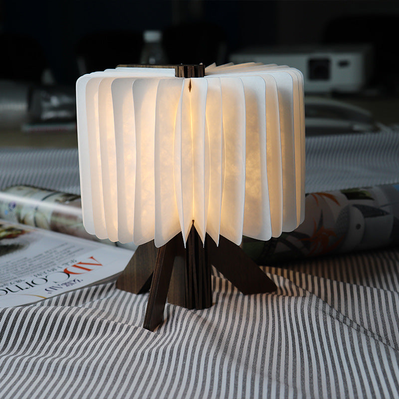 Fashionable wooden USB folding charging table lamp