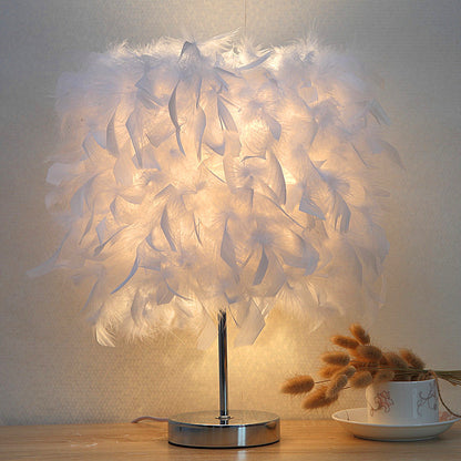 Veilleuse girly mignonne pour chambre à coucher en plumes