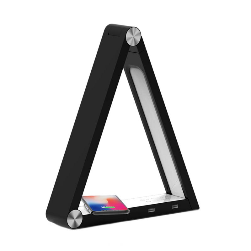 Lámpara de mesa triangular LED, lámparas de escritorio Led de carga inalámbrica, lámparas de mesa recargables, luz artística de escritorio inteligente para el hogar, estándar UE, EE. UU., Reino Unido