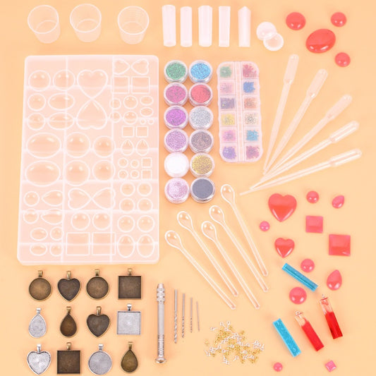 Crystal Glue Mold Set & Accesories For DIY Jewelry (107 pcs)