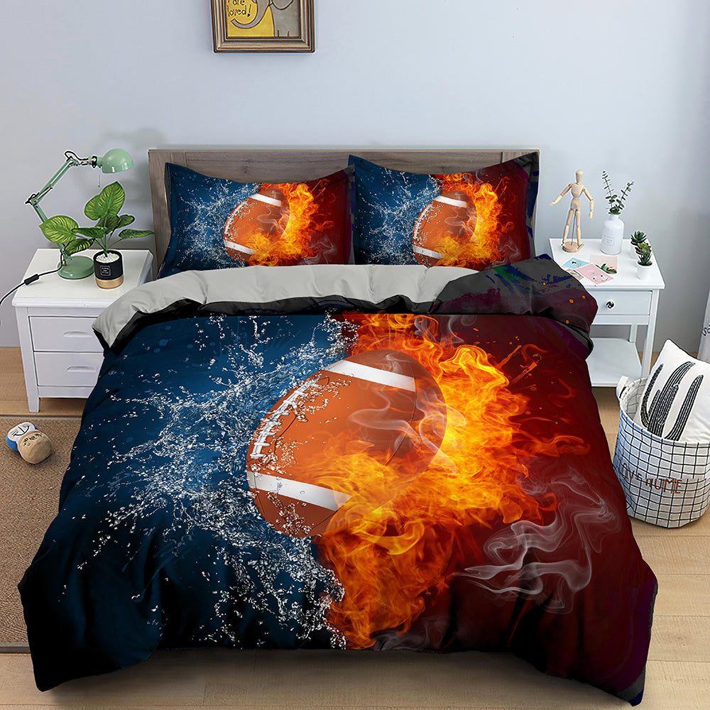 Cross-border Amazon Three-piece Bed Set Home Textile Four-piece Set Basketball Quilt Cover Thick Twill Wish