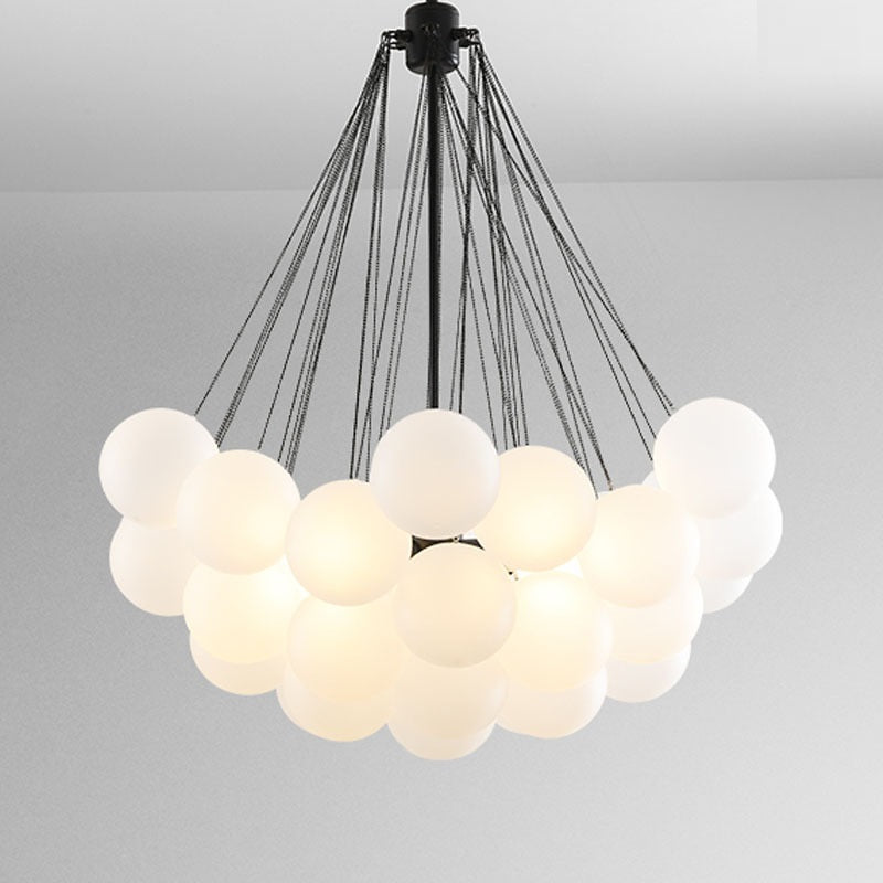 Lámpara colgante para el salón postmoderna con burbujas de cristal blanco, bola de lujo, luz creativa